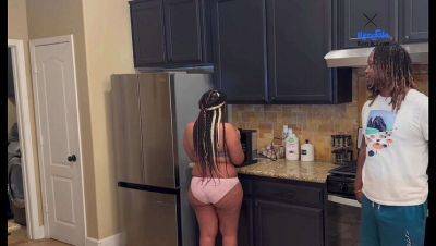 Big Booty Stepmom Fucks Stepson on New Year's - Creampie in the Kitchen on girlsporntube.one