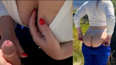 Public Handjob on Hiking Trail - Sloppy Blonde MILF with Big Tits and Red Nails - Germany on girlsporntube.one