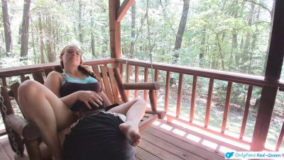 Ginger MILF Wife with Long Braids Gives Outdoor Blowjob and Pussy Licking on Porch - Usa on girlsporntube.one